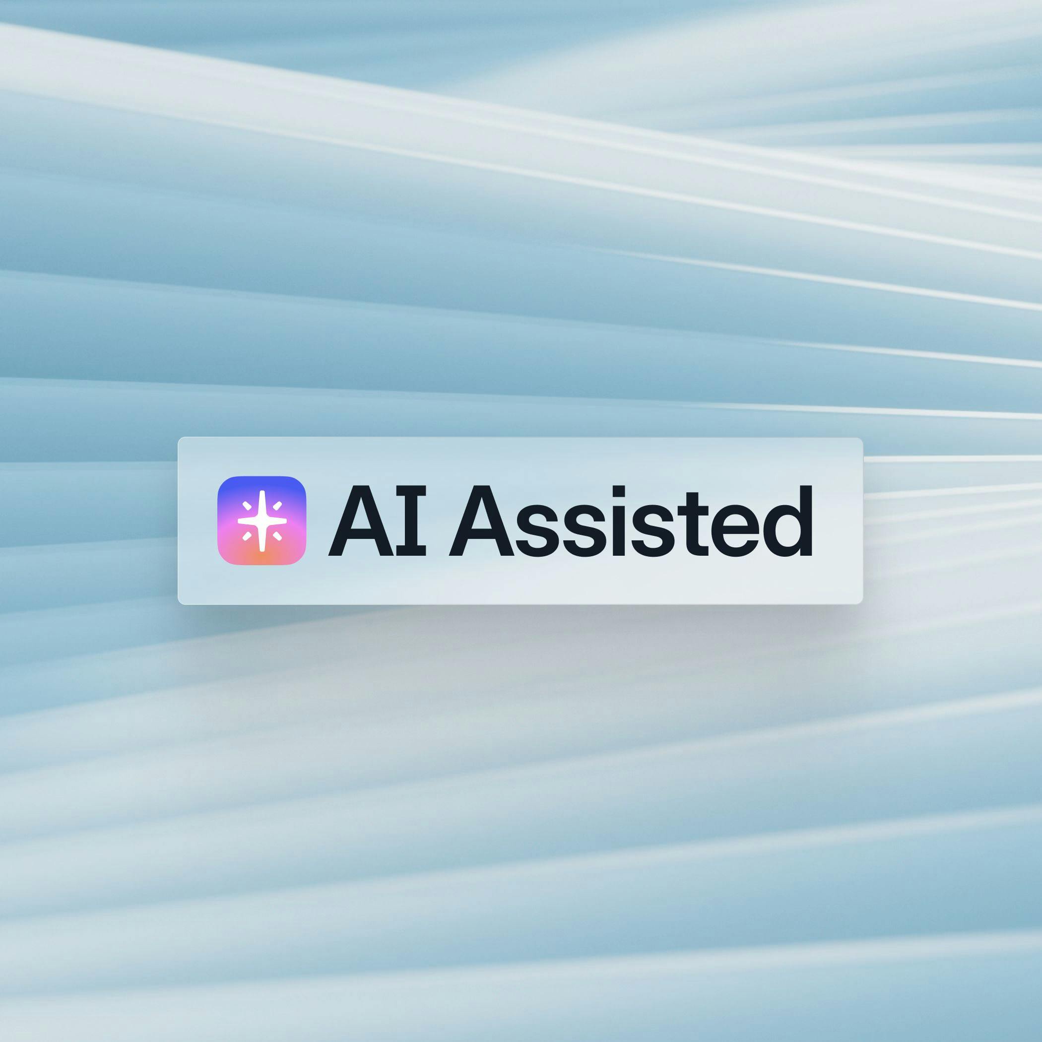 Image with "AI Assisted" ontop of a blue textured background.
