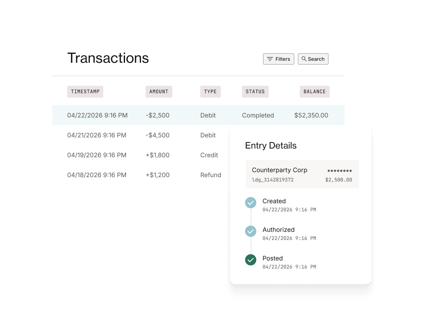Built-in Accounting Guarantees - Transactions table