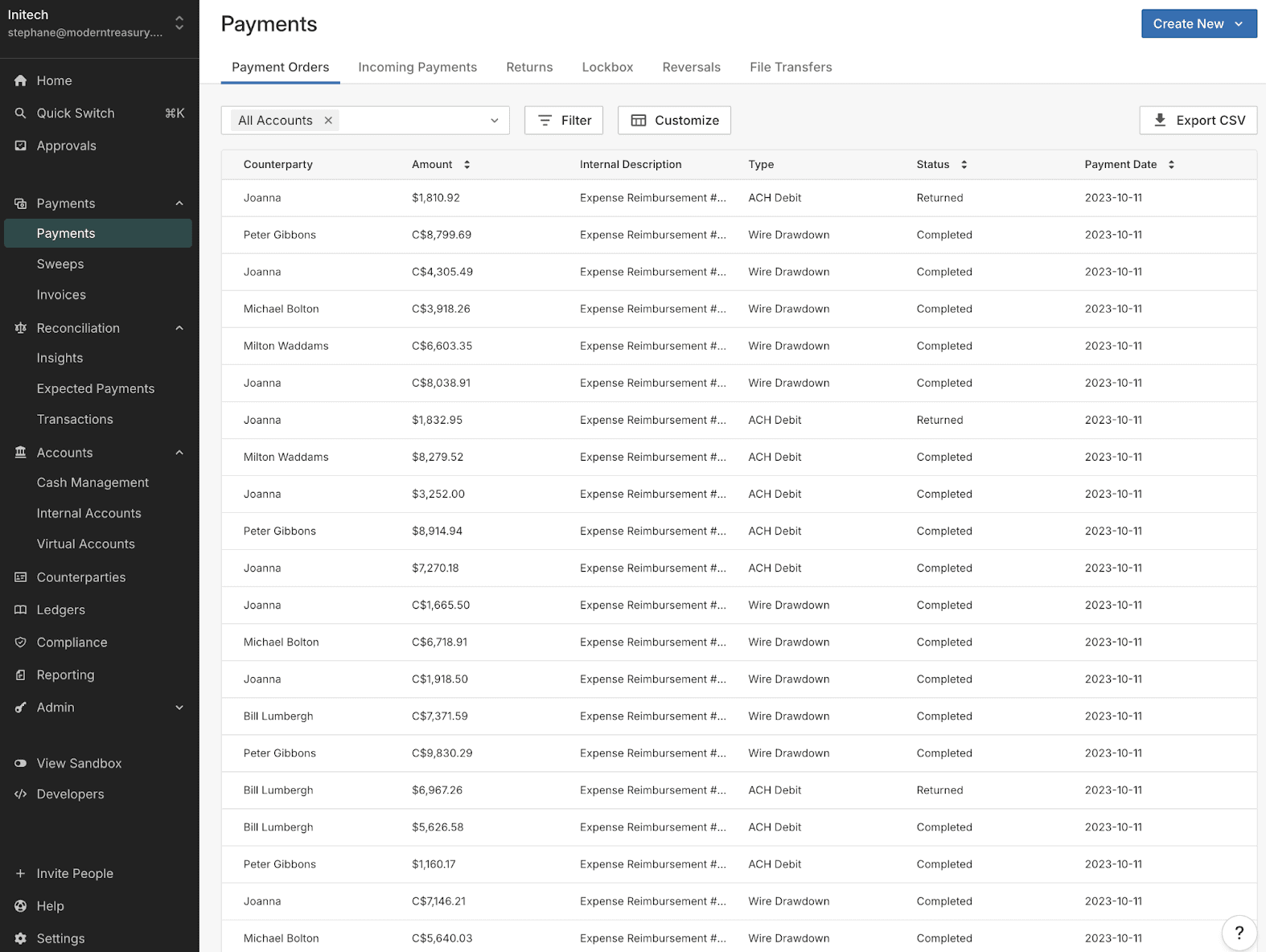 New Nav Table Sorting