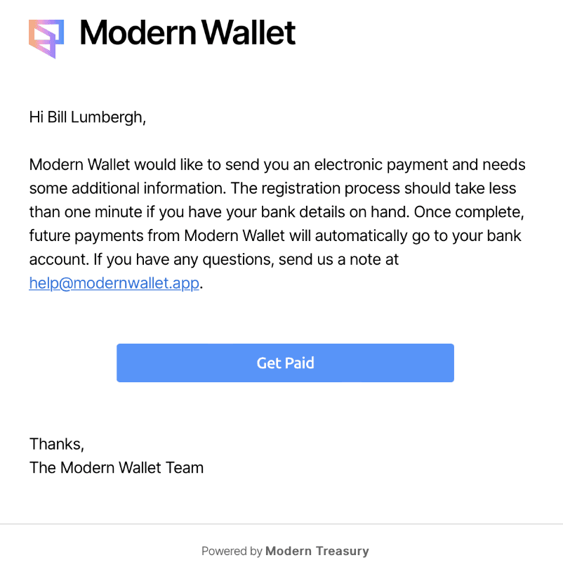 Sample custom email